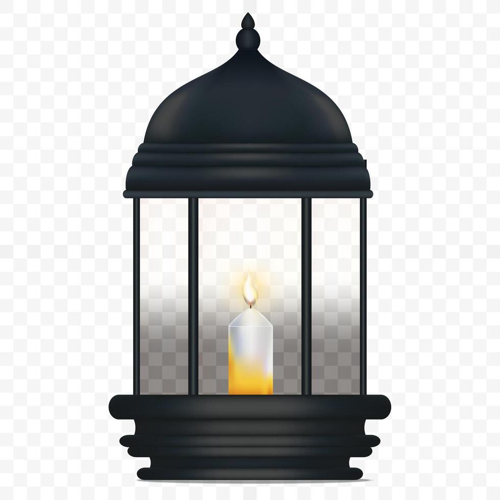 islámico linterna con vela aislado, negro Clásico luminoso linterna Arábica brillante lamparas.vector 3d lámpara, elemento diseño para Ramadán kareem, eid mubarak, eid Alabama fitr, eid adha vector
