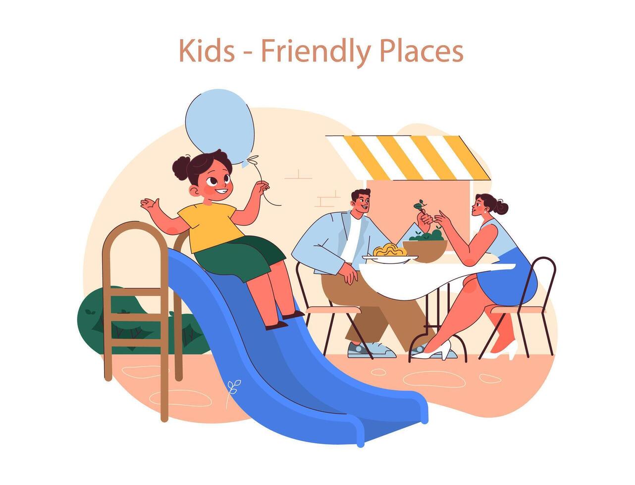 Kids-Friendly Places concept. vector