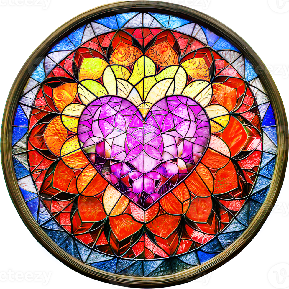 AI generated Stained Glass Round Shape Sun Catcher Window Wall hanging Home Decor Pattern png