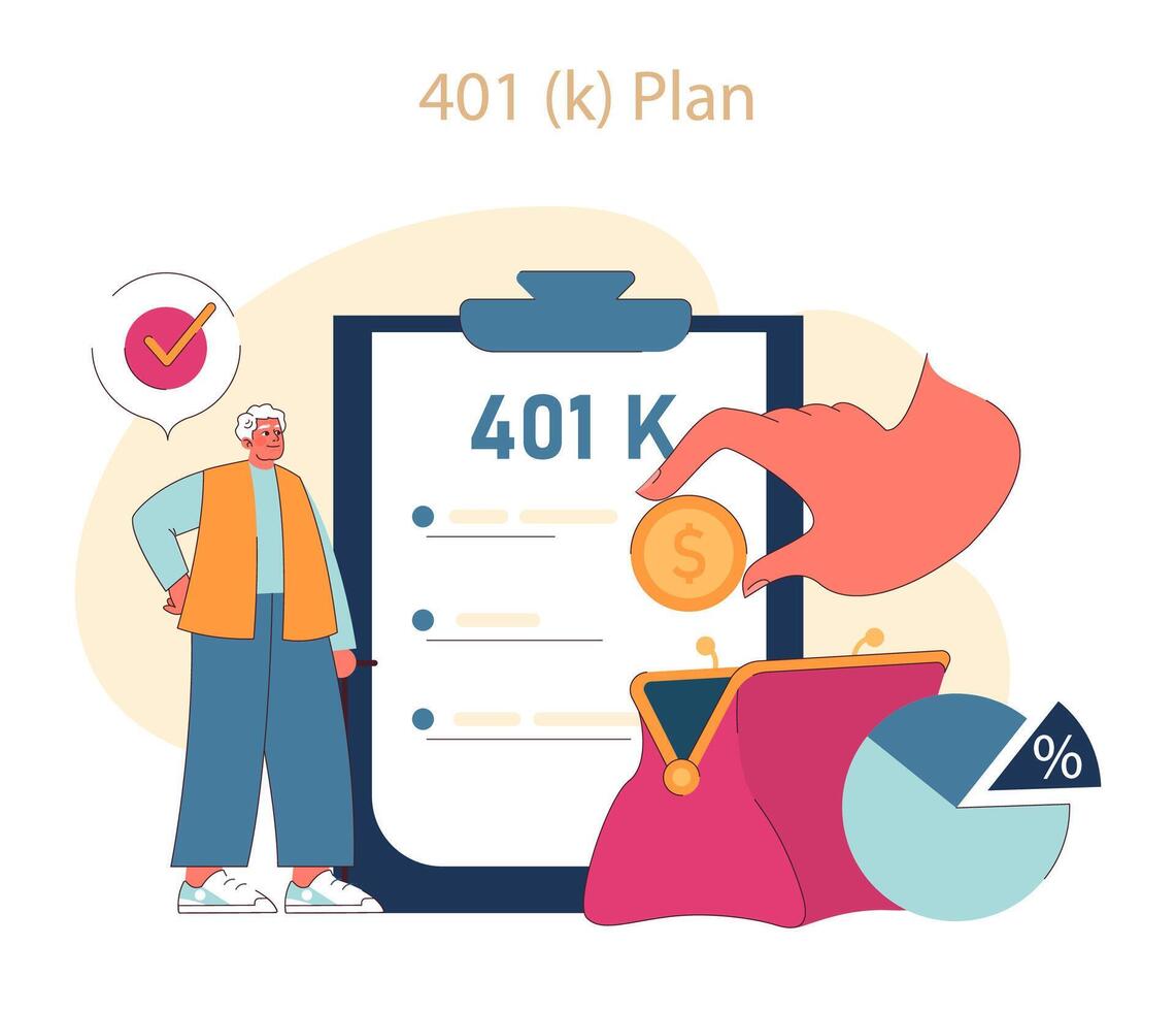 401, k Plan concept. vector