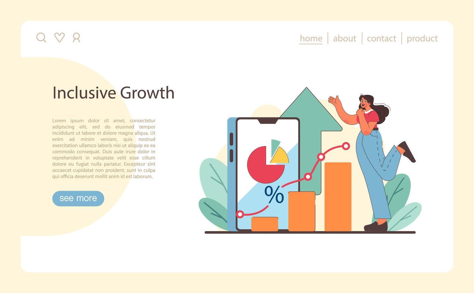 Economic growth visualized. Charting upward trends in inclusive economy. vector