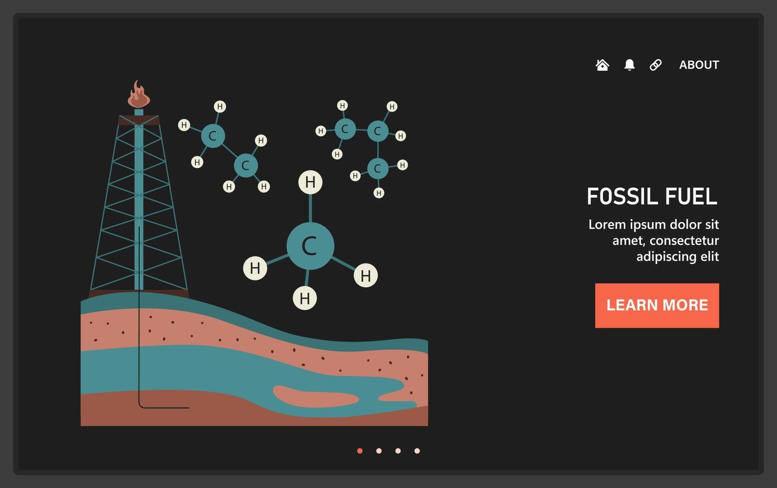 fósil combustible. natural gas extracción. tierra crudo materiales agotamiento. un petróleo plataforma vector