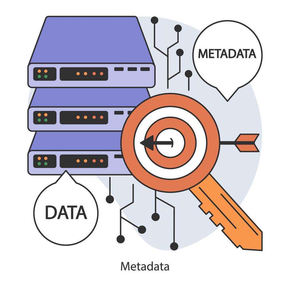 Metadata. Data annotation and cataloging. Essential information vector