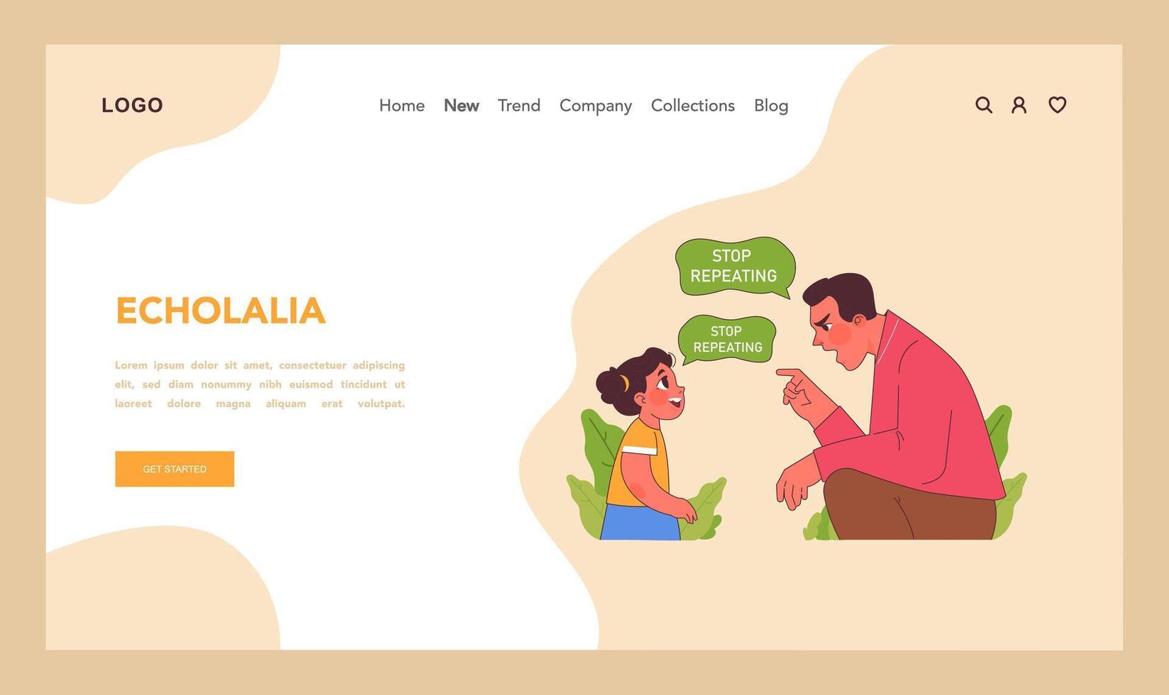 Capturing a moment of echolalia. Flat vector illustration.