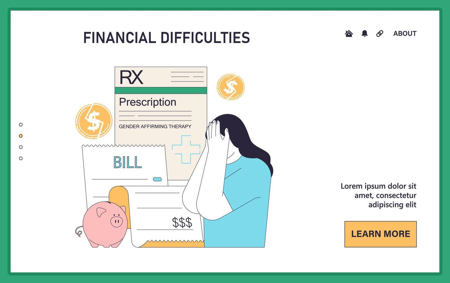 Financial burden of gender transition. Struggle of affording gender-affirming vector