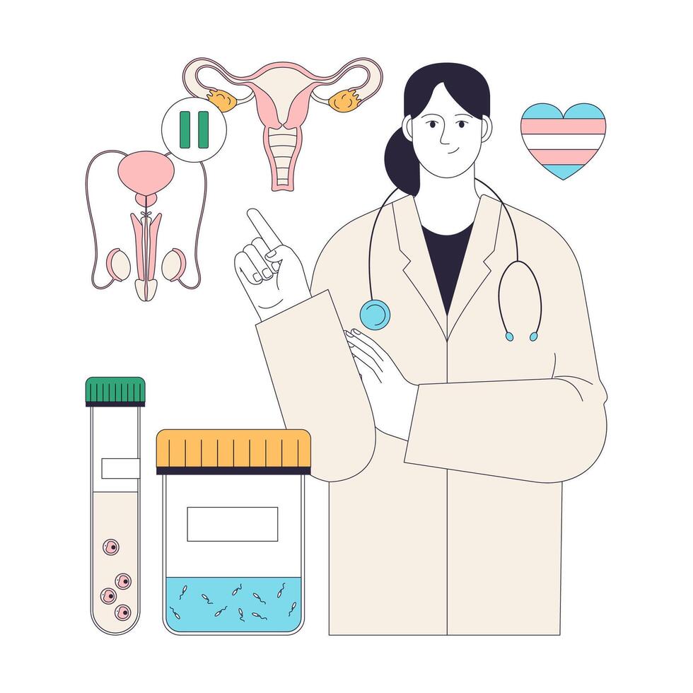 Gender transition. Fertility preservation. Medical tools for oocyte and sperm vector