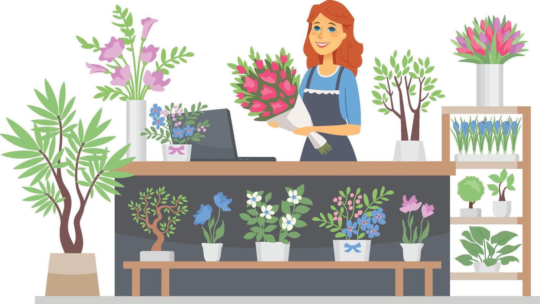 ilustración de la tienda de flores vector