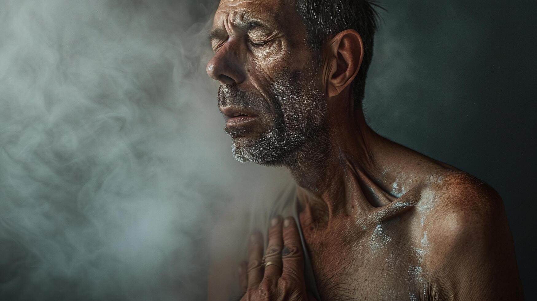 AI generated portrait of an old man or man suffering from tuboculosis photo