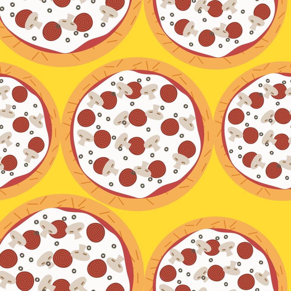 Delicous paparoni pizza seamless pattern, good for food wrapping or wallpaper vector