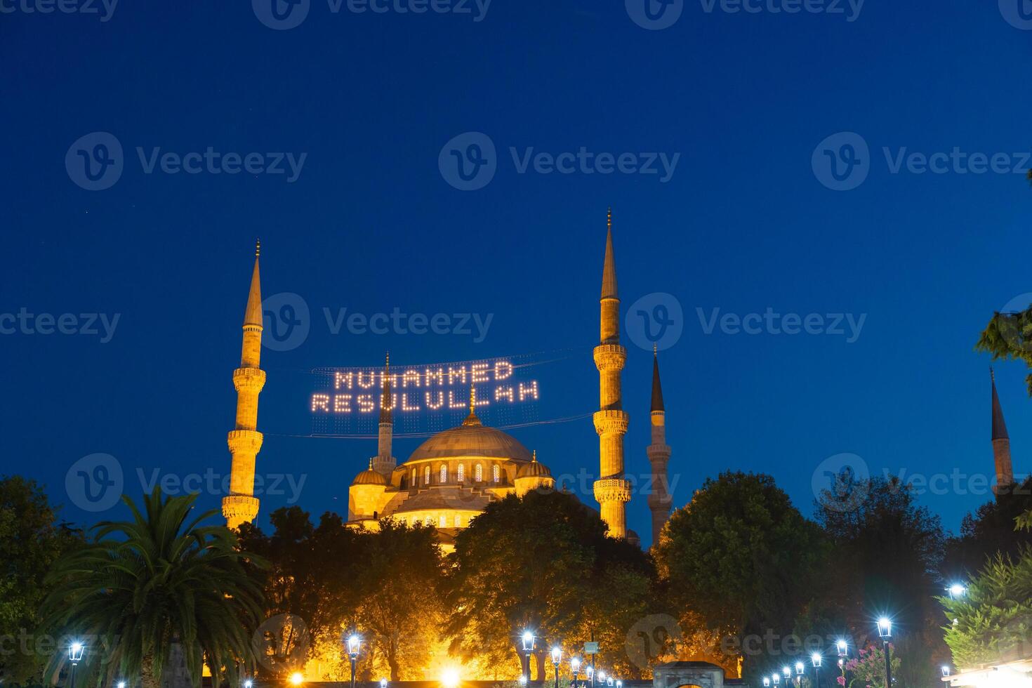 Islamic photo. Sultanahmet or Blue Mosque in Istanbul at night. photo