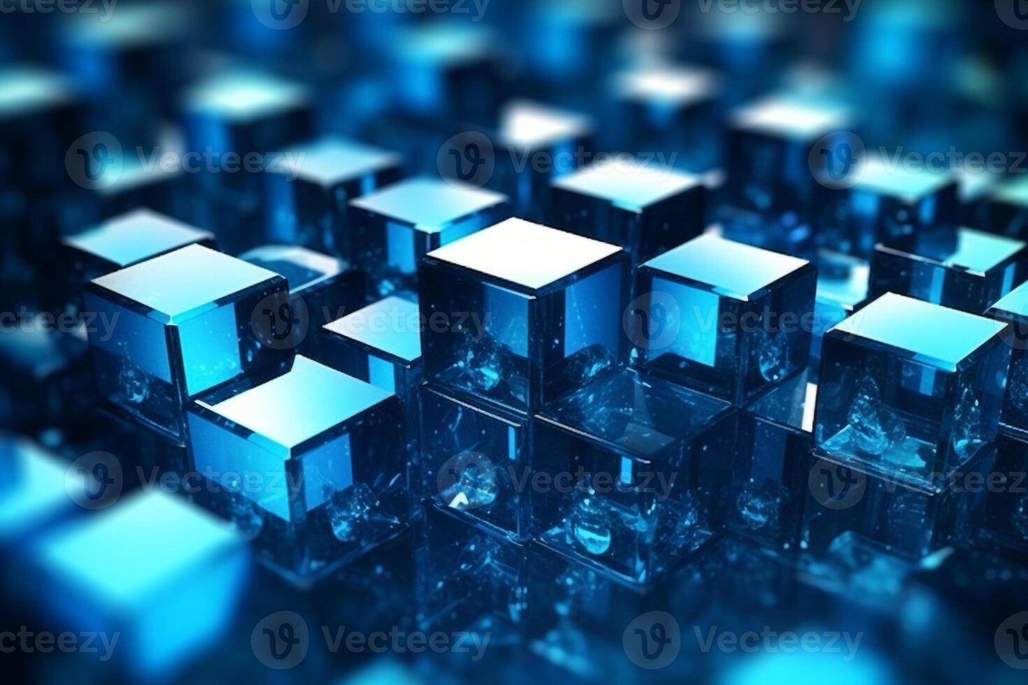 AI generated geometric shapes, cubes.Transparent Cubes Background, yellow gold Glass Cube Pattern, Geometric 3d Crystals, Abstract photo