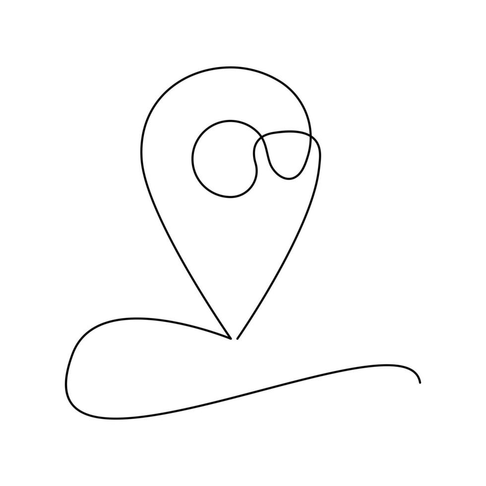 una línea ubicación punteros dibujo y continuo contornos simples ubicación, alfiler navegación punteros vector Arte ilustración.