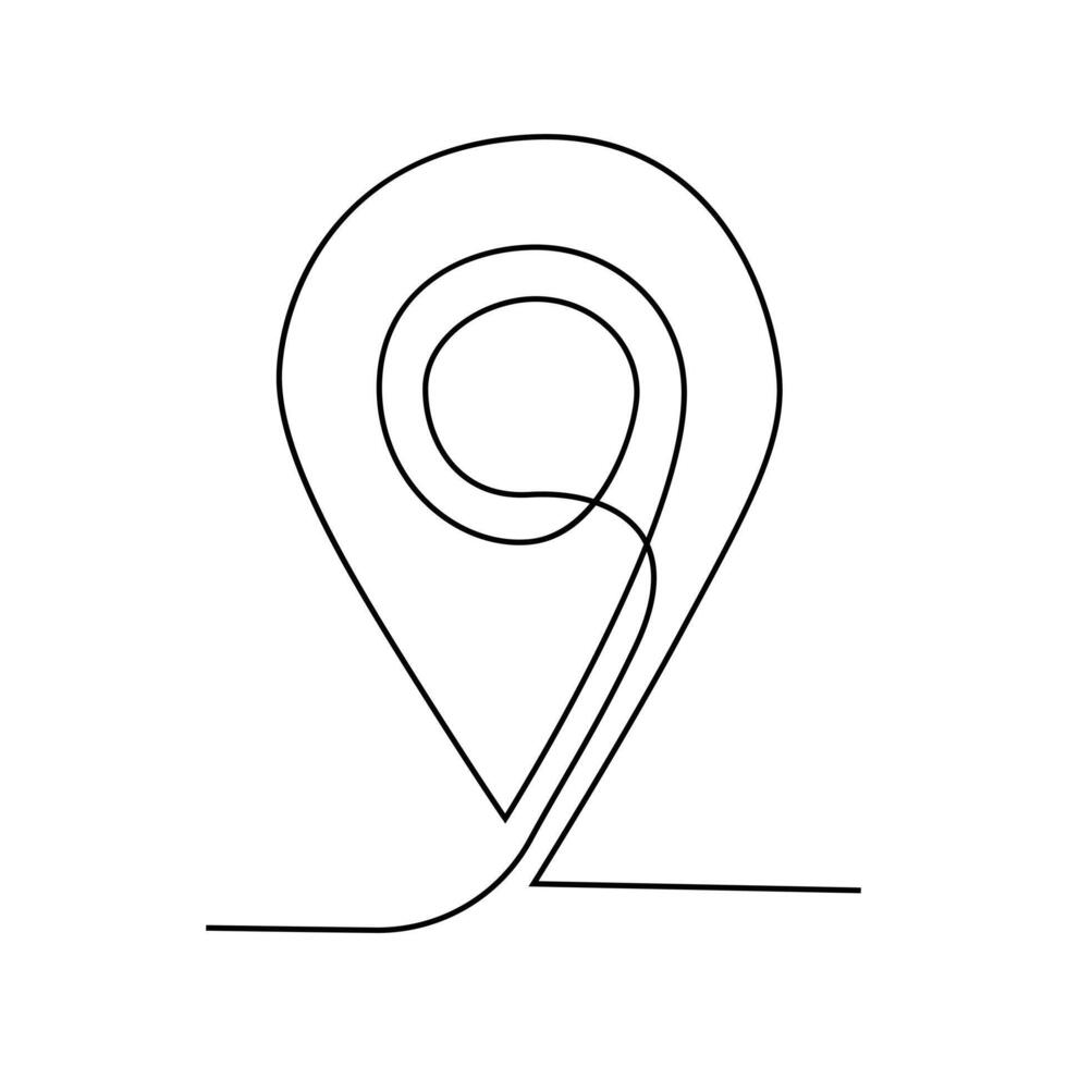 One-line location pointers drawing and continuous single-outlines location, pin navigation pointers vector art illustration.