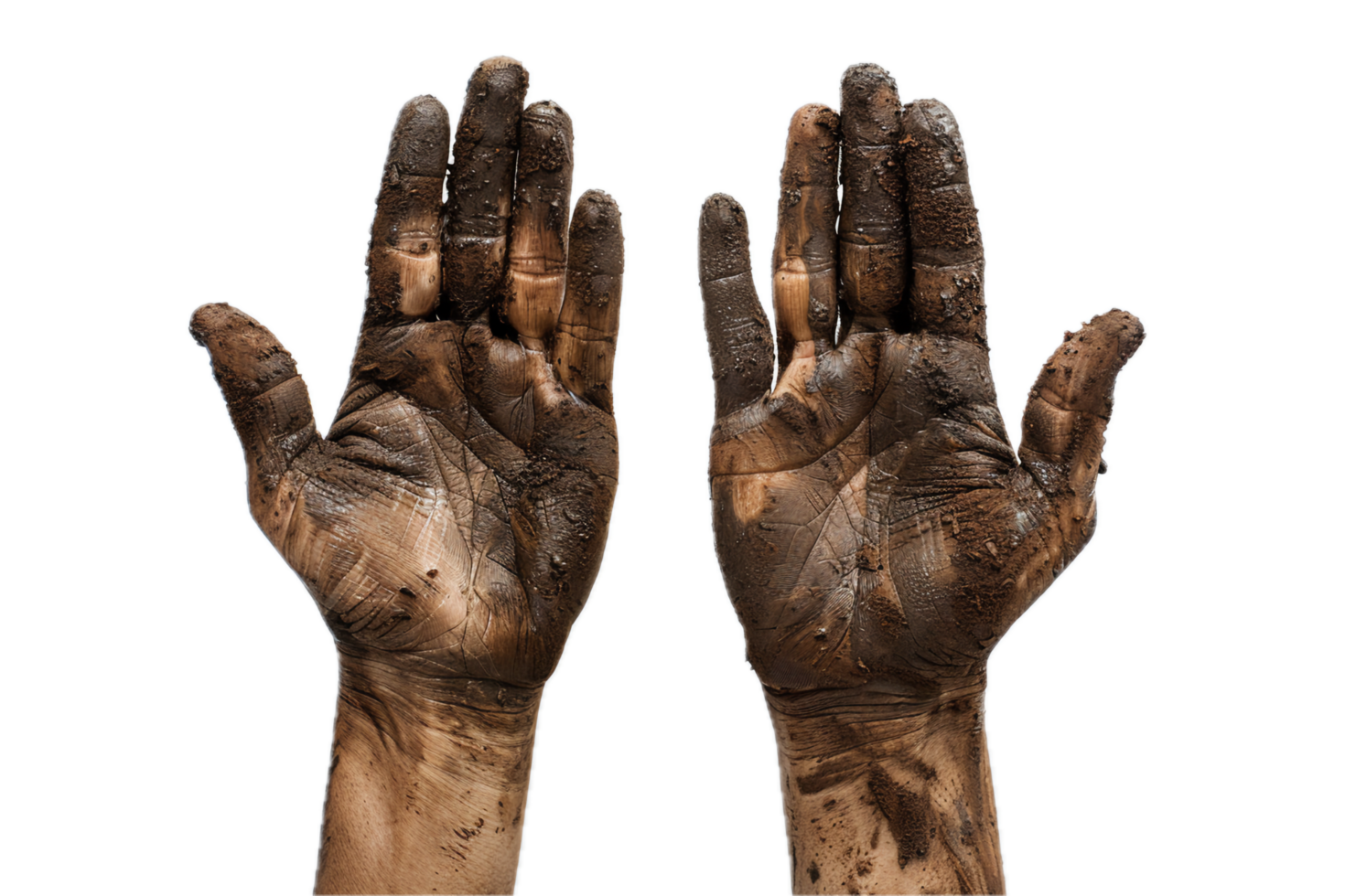 AI generated Dirty Hands Covered in Soil png