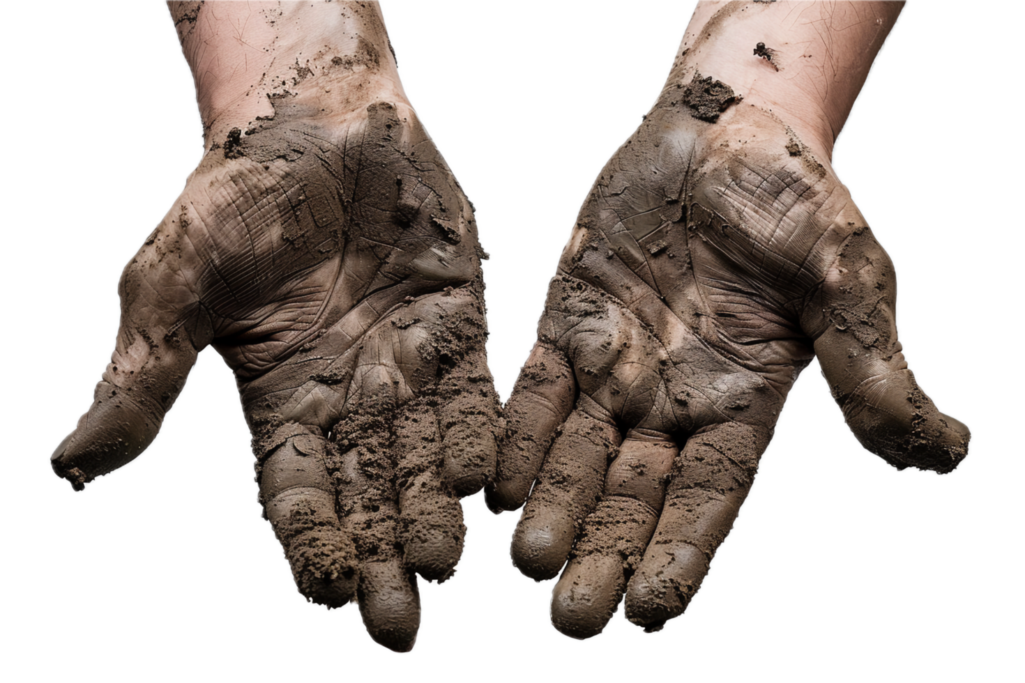 AI generated Dirty Hands Covered in Soil png