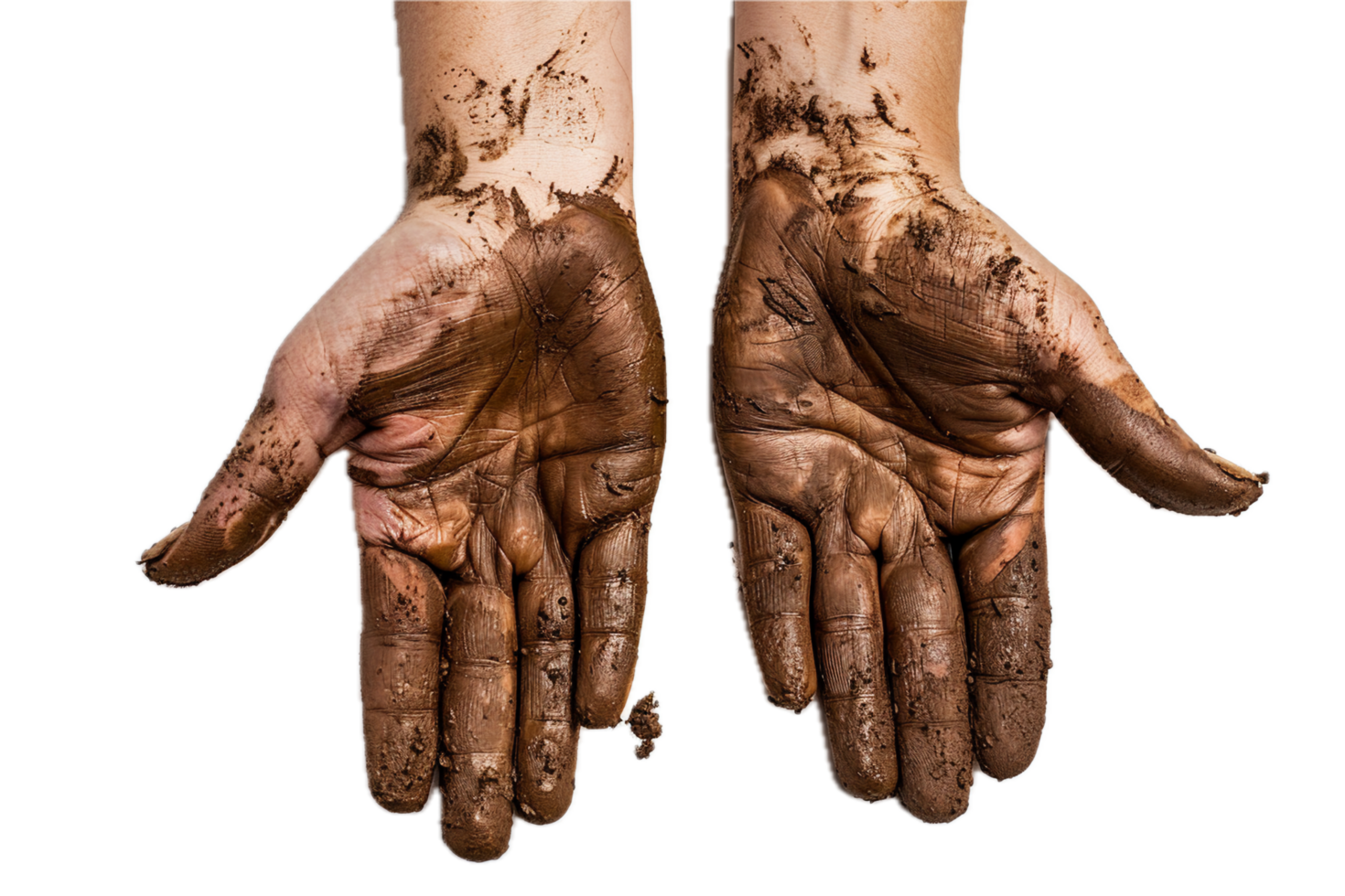 AI generated Dirty Hands Covered in Soil png