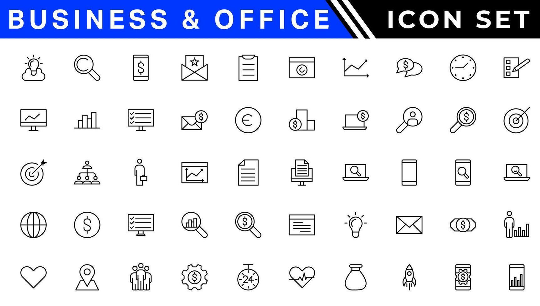 Business and Finance web icons in line style. Money, bank, contact, infographic. Icon collection. Vector illustration