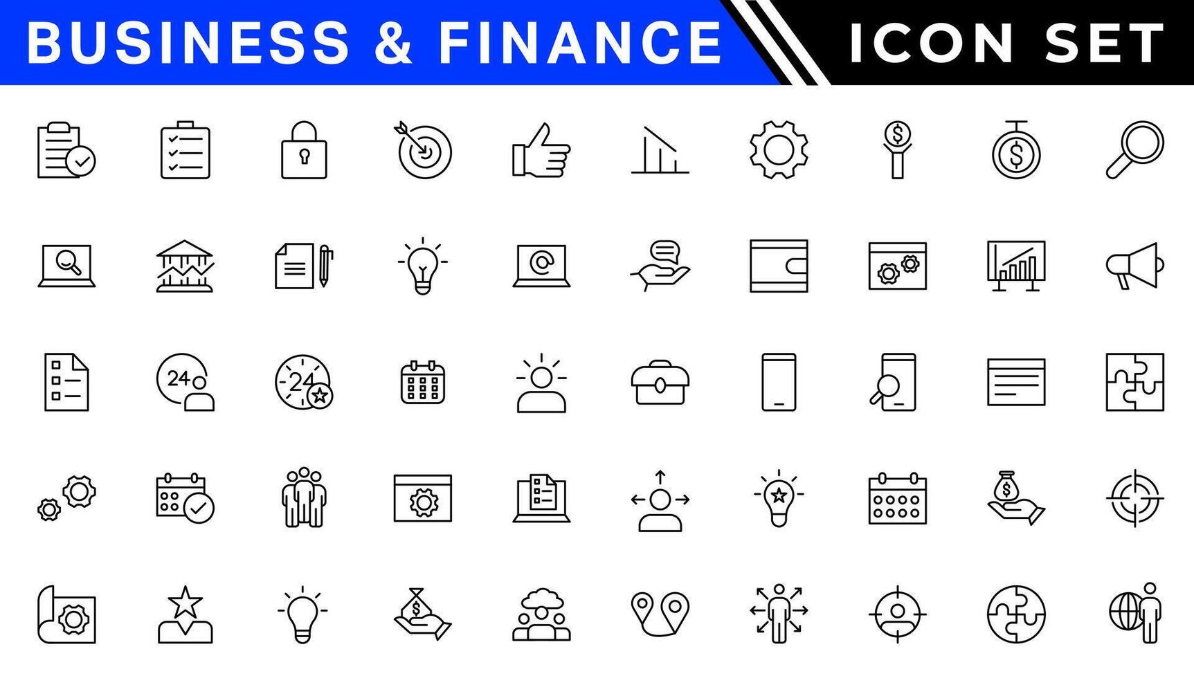 negocio y Finanzas web íconos en línea estilo. dinero, banco, contacto, infografía. icono recopilación. vector ilustración