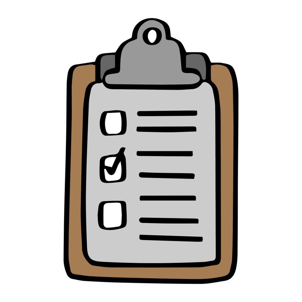 A clipboard with a checklist and a checkmark next to the top item. vector