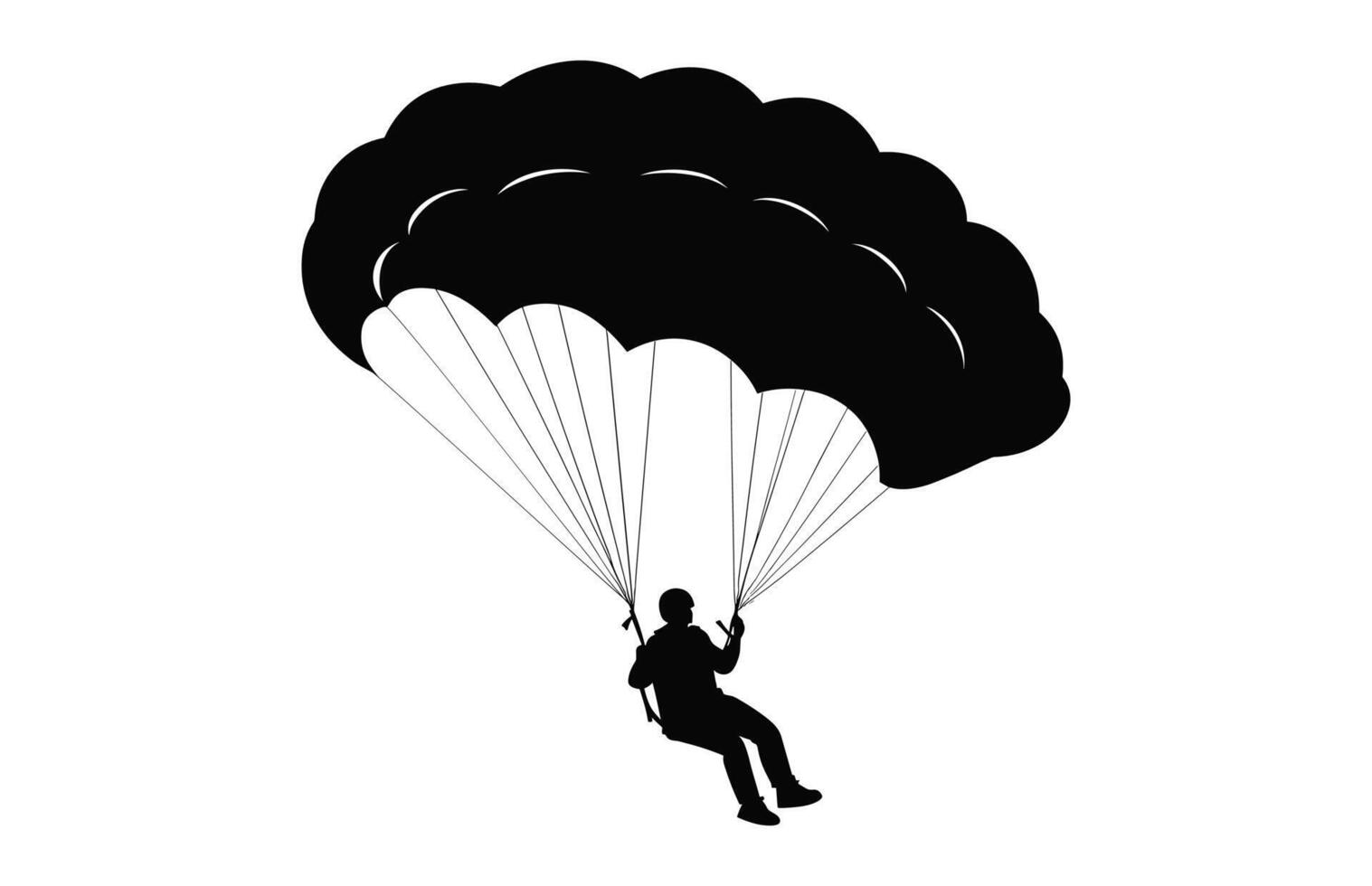 Ski parachute gliding silhouette vector, Paragliding Parachute black clipart isolated on a white backgroundlated on a white background vector