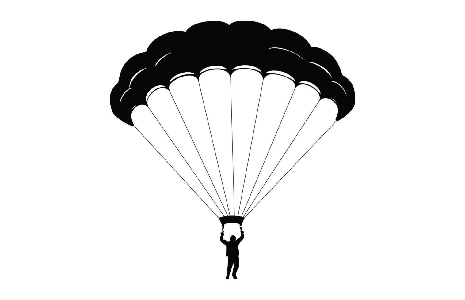 Ski parachute gliding silhouette vector, Paragliding Parachute black clipart isolated on a white backgroundlated on a white background vector