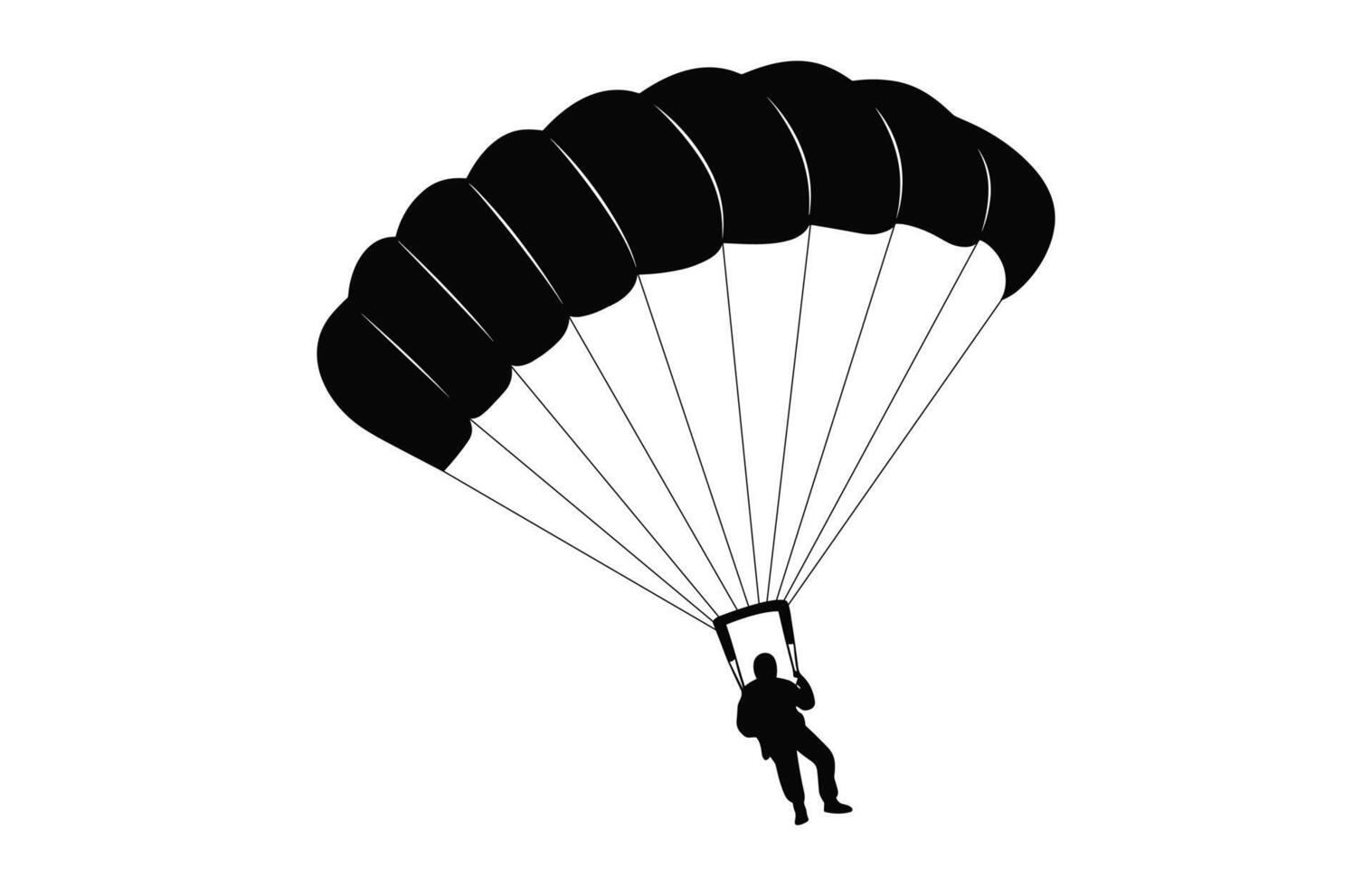 Ski parachute gliding silhouette vector, Paragliding Parachute black clipart isolated on a white backgroundlated on a white background vector