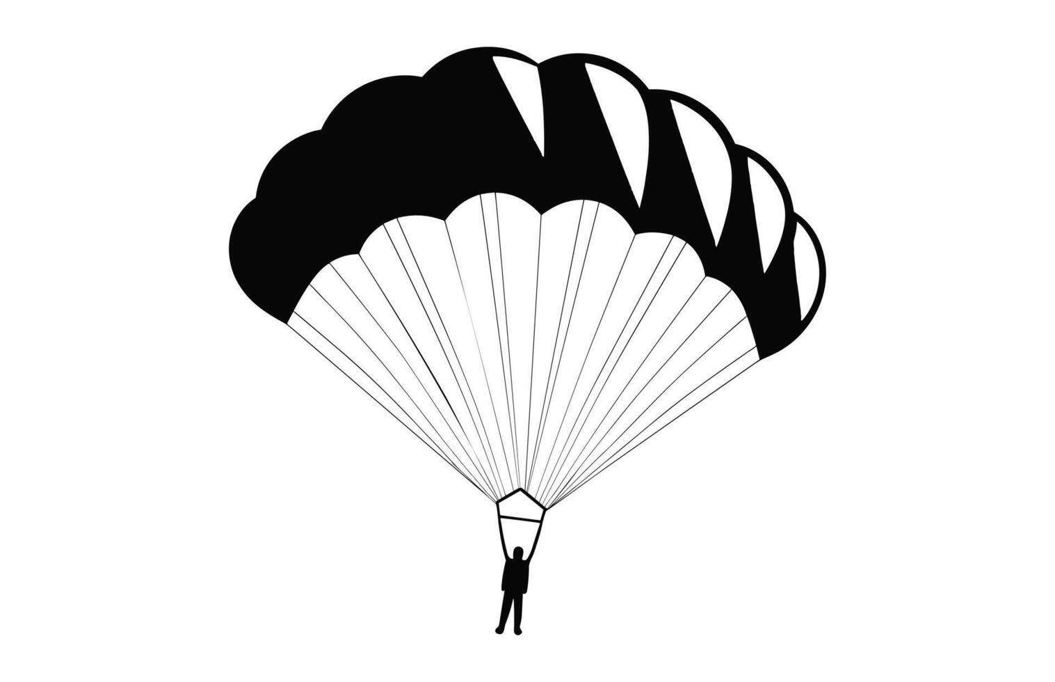 Ski parachute gliding silhouette vector, Paragliding Parachute black clipart isolated on a white backgroundlated on a white background vector