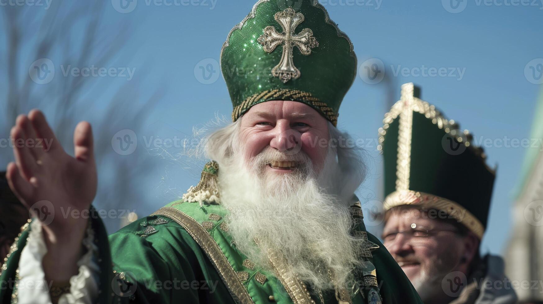 AI generated Examine the traditions associated with St. Patrick's Day. Wearing green hat and dress photo