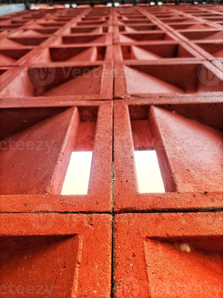 neatly arranged piles of concrete rosters, house wall decorations, interesting texture patterns for architectural design. photo