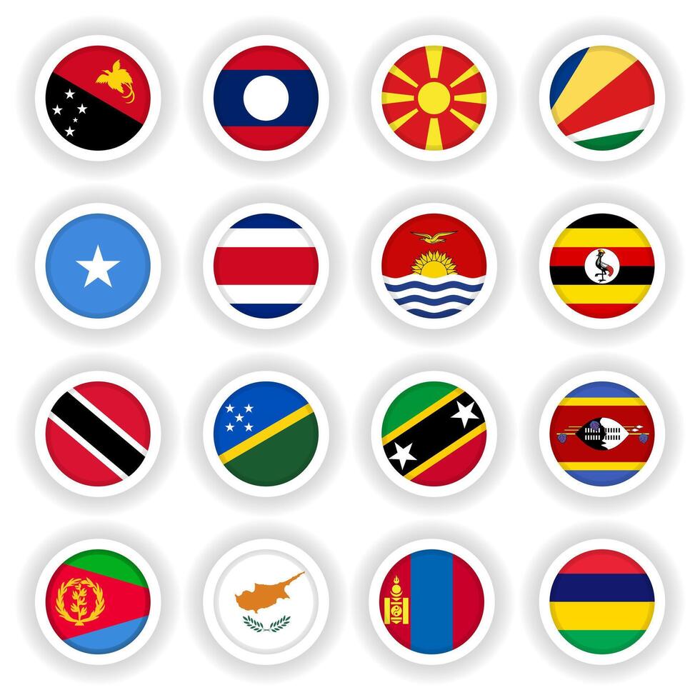 3D round buttons of national flags vector