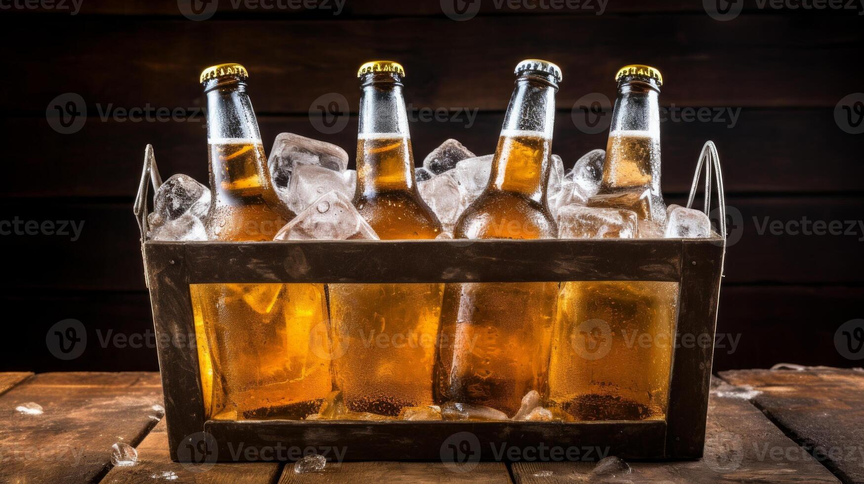 AI generated A lot of bottles of beer. Neural network AI generated photo