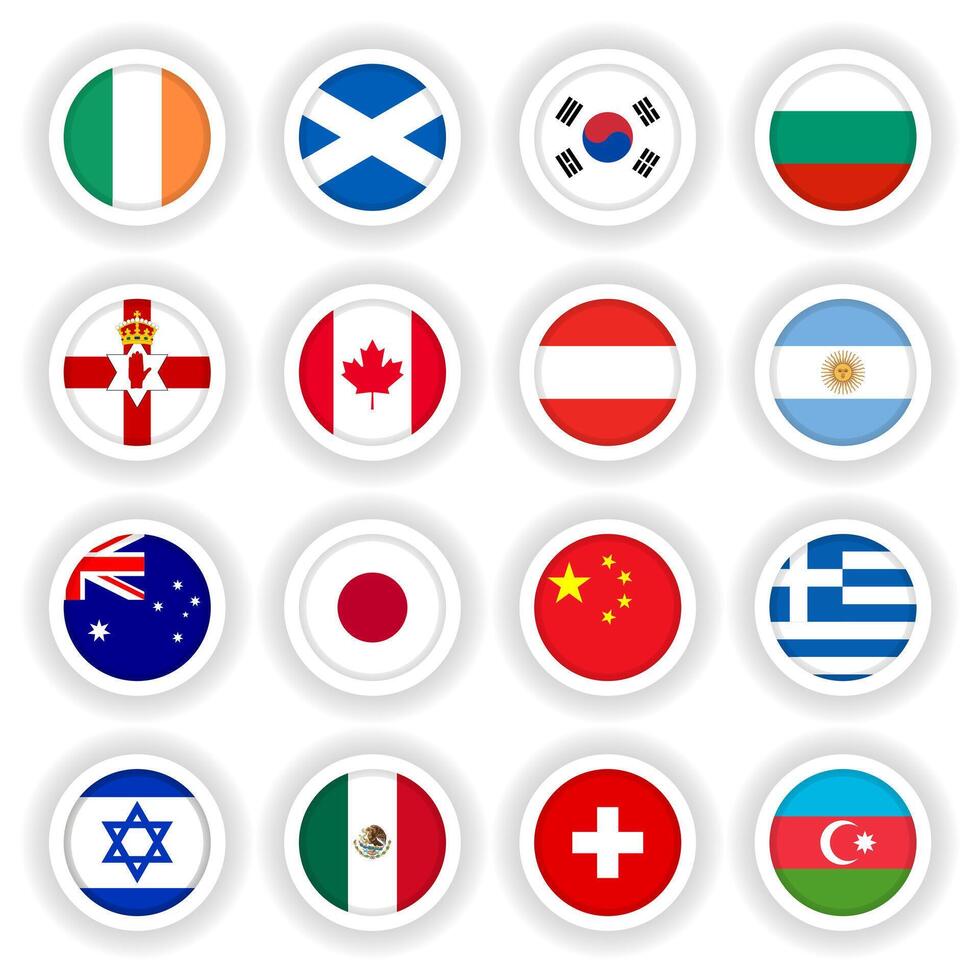 conjunto de nacional banderas redondo botones vector