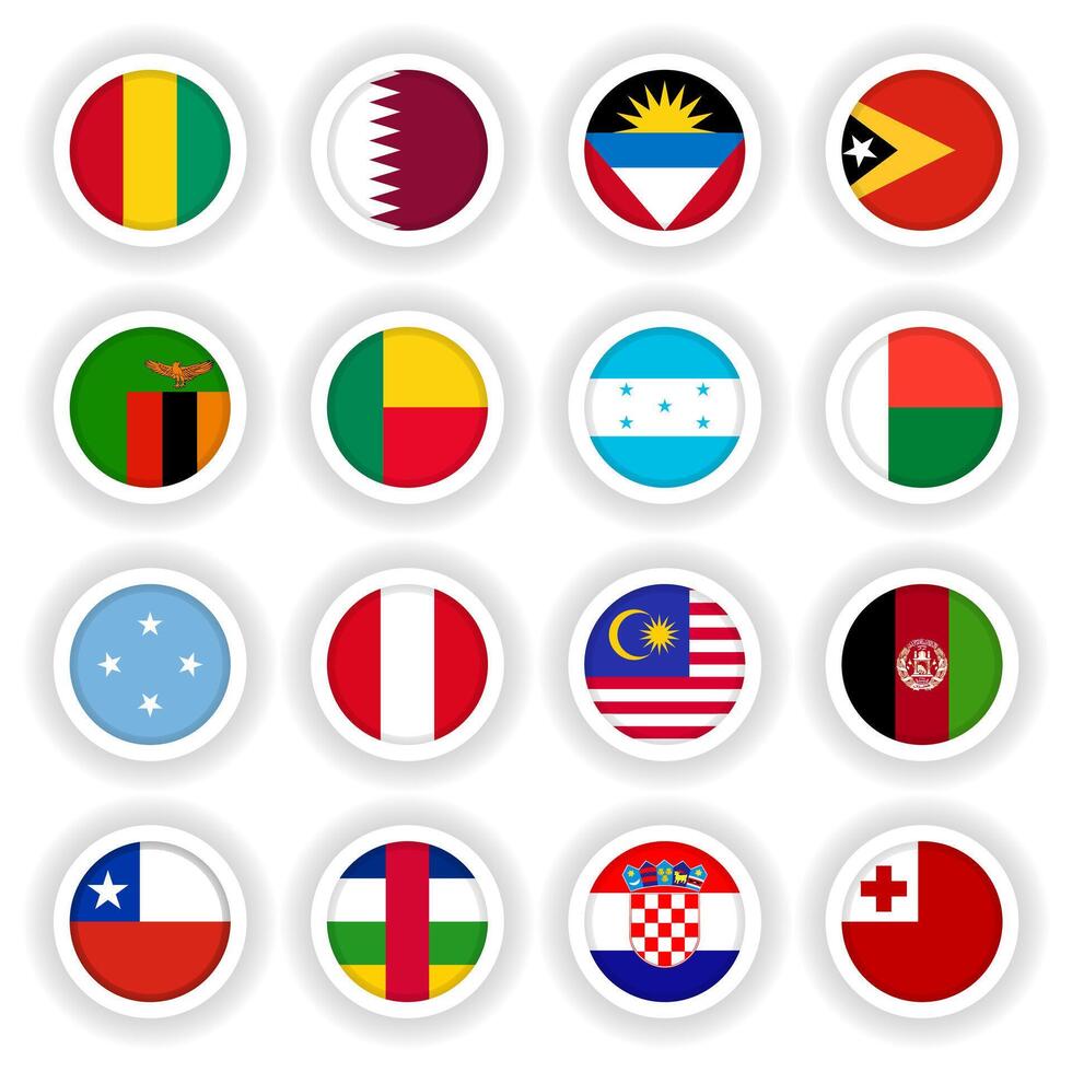 Set of round flag buttons vector