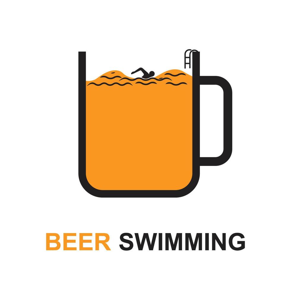 Vector beer swimming logo design