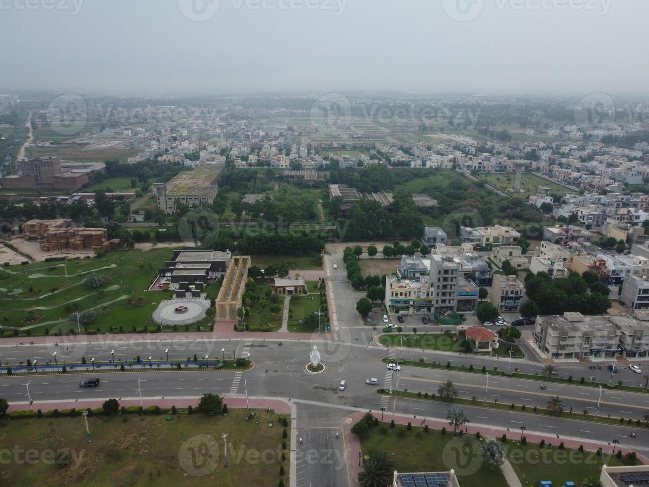 Top view. Areal view of city Lahore on 2023-07-17 photo