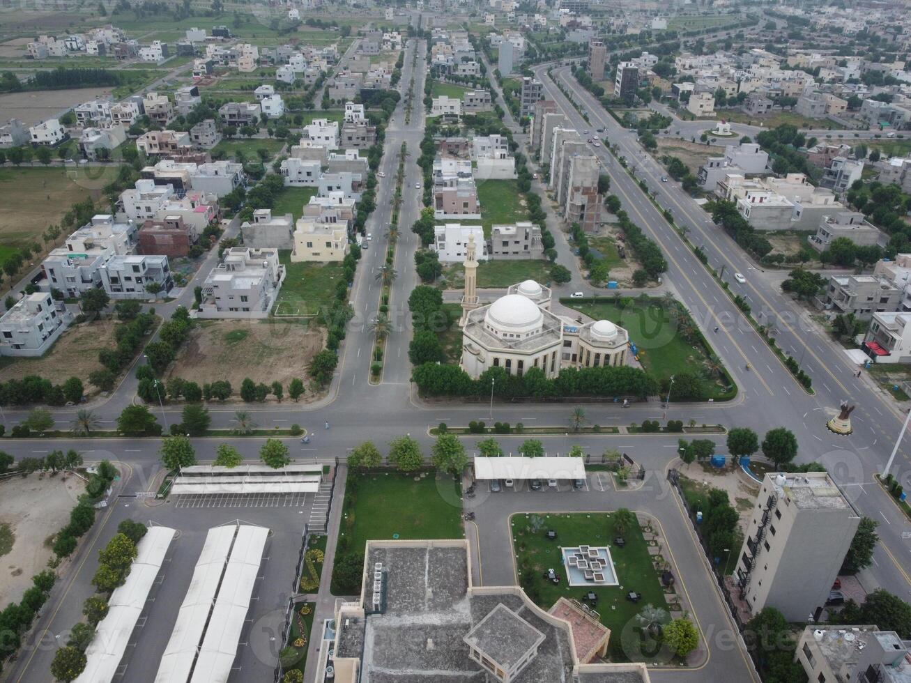Top view. Areal view of city Lahore on 2023-07-17 photo