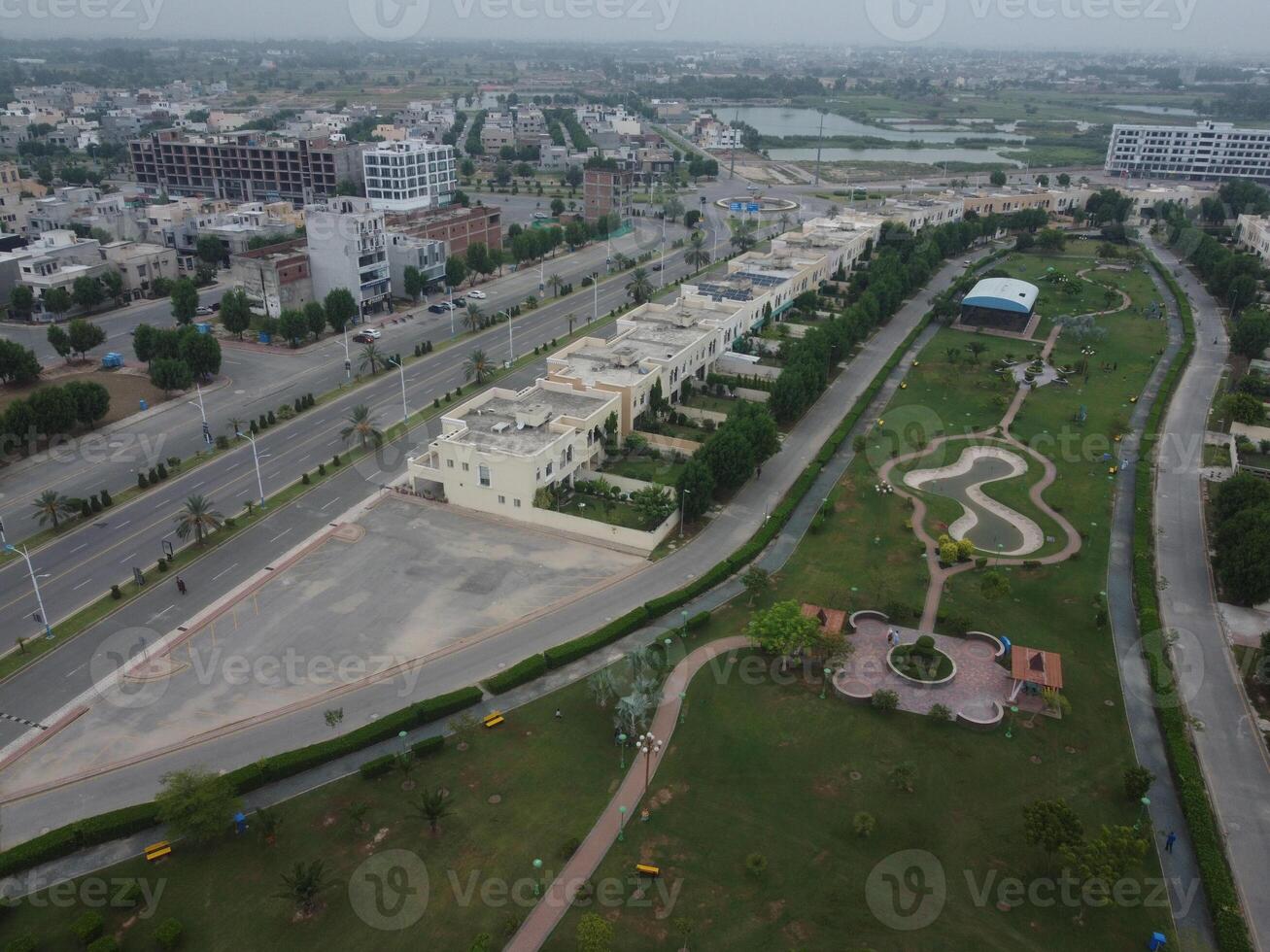 Top view. Areal view of city Lahore on 2023-07-17 photo