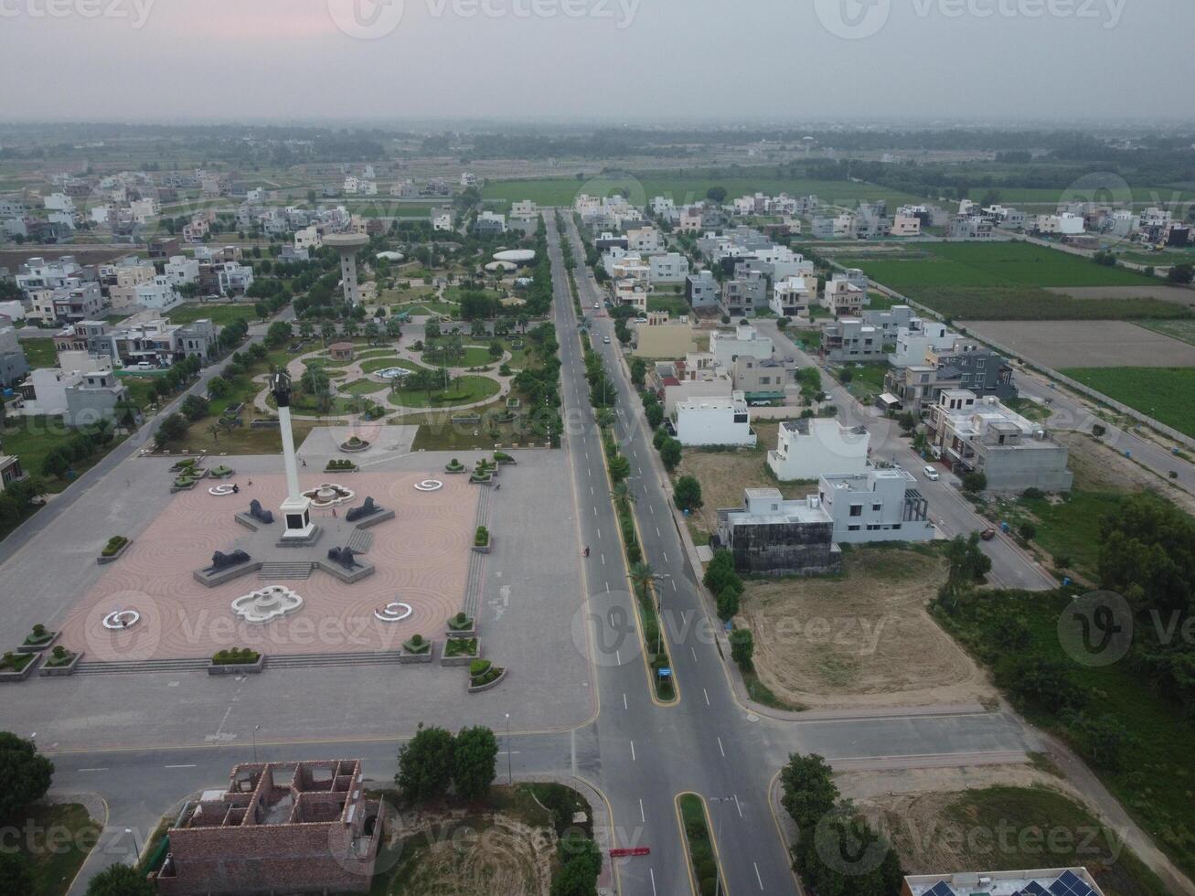 Top view. Areal view of city Lahore on 2023-07-17 photo