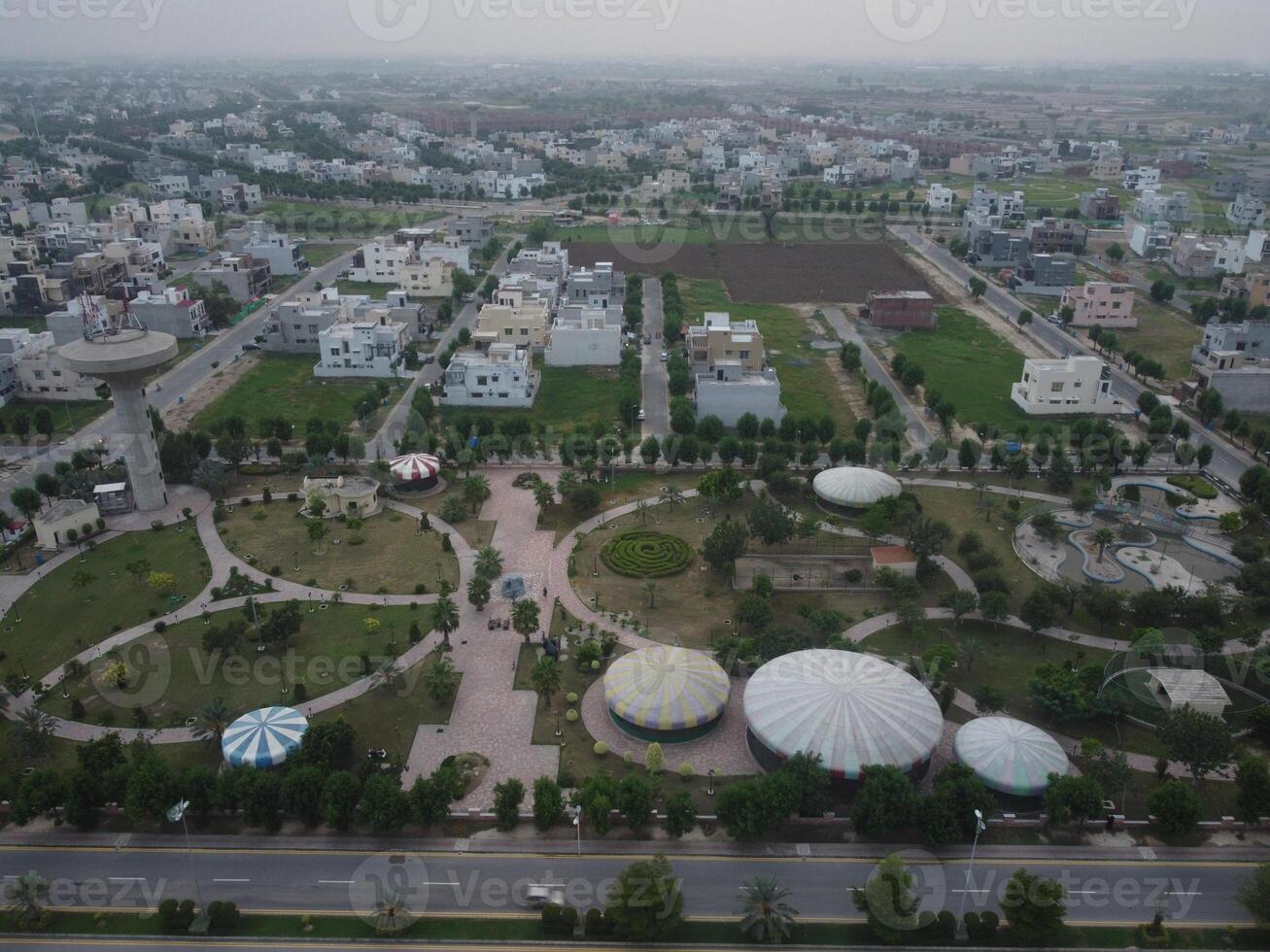 Top view. Areal view of city Lahore on 2023-07-17 photo