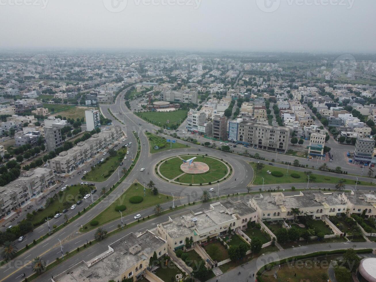 Top view. Areal view of city Lahore on 2023-07-17 photo