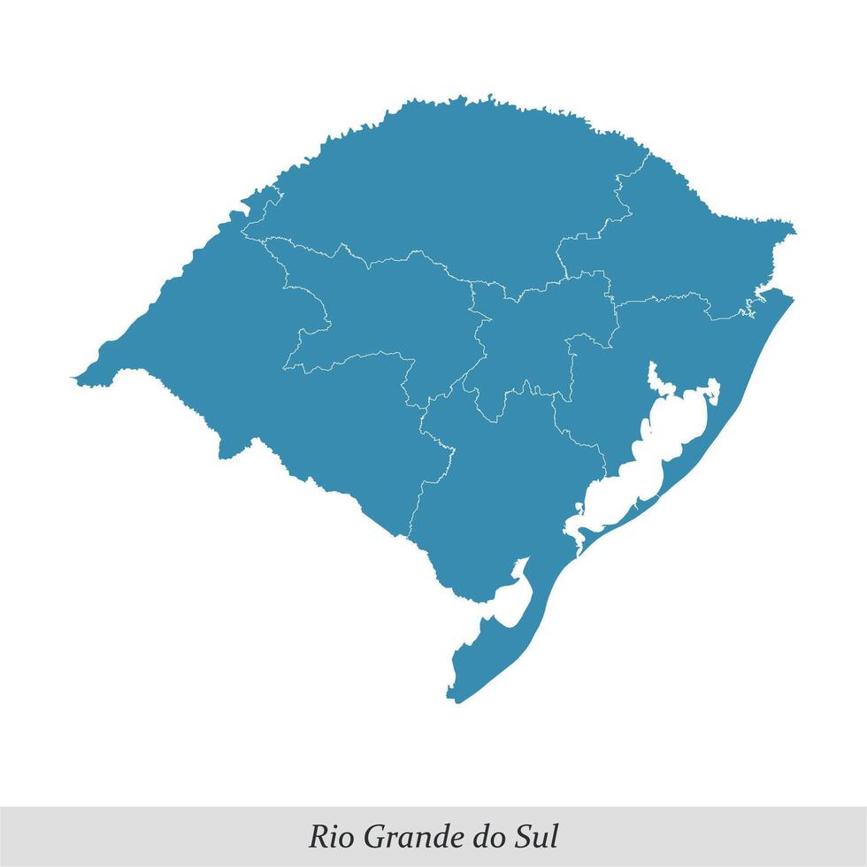 mapa de rio grande hacer sul es un estado de Brasil con mesorregiones vector