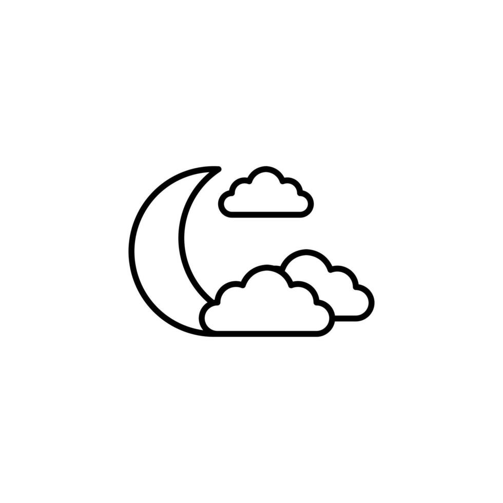 moon and cloud vector icon.cressentmoon sky night icon in trendy style isolated on white background. Website pictogram. Internet symbol for your web site design, logo, app, UI.