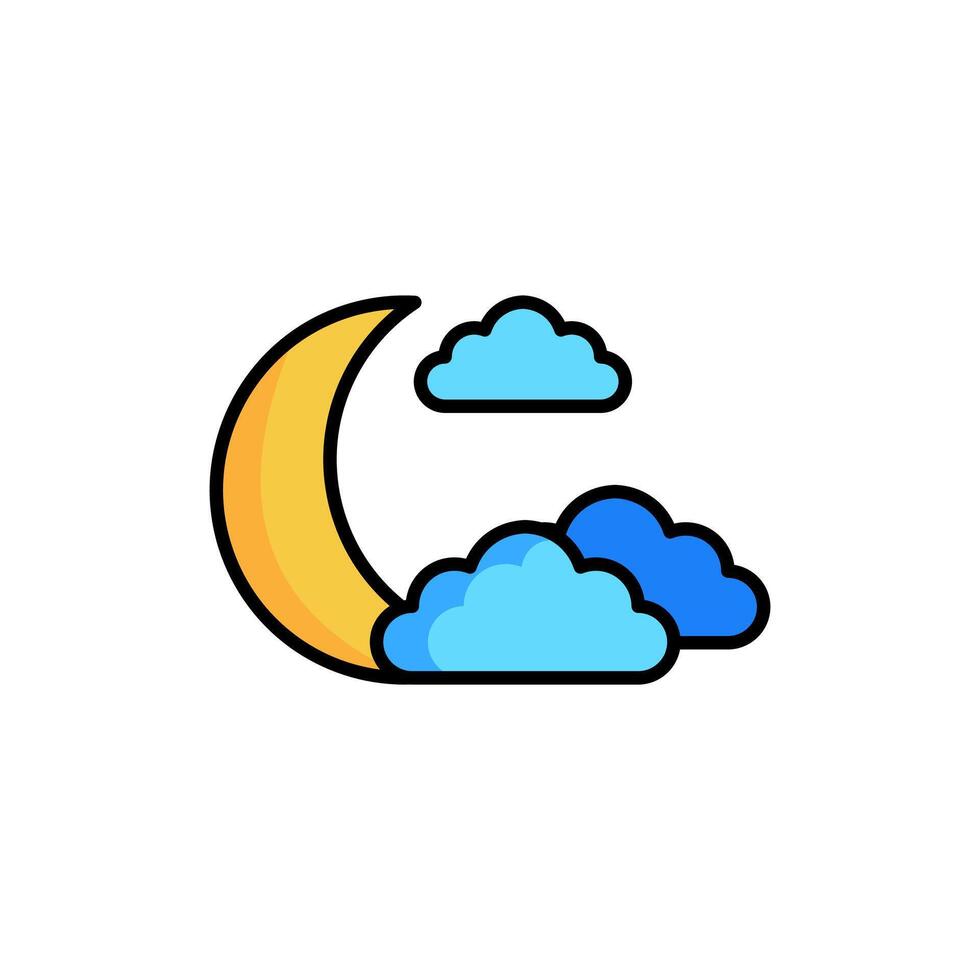 moon and cloud vector icon.cressentmoon sky night icon in trendy style isolated on white background. Website pictogram. Internet symbol for your web site design, logo, app, UI.