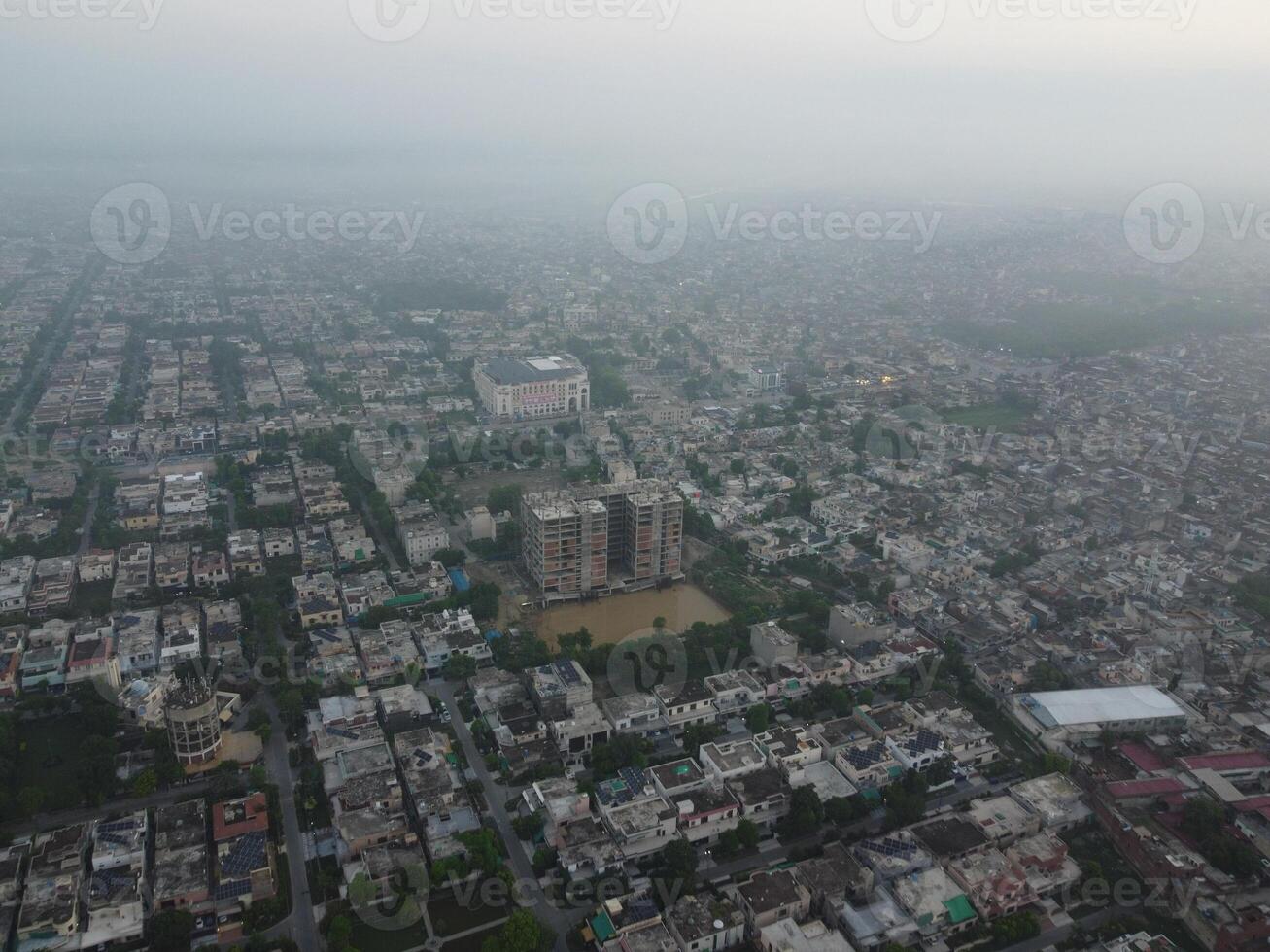 Top view. Areal view of city Lahore on 2023-07-17 photo