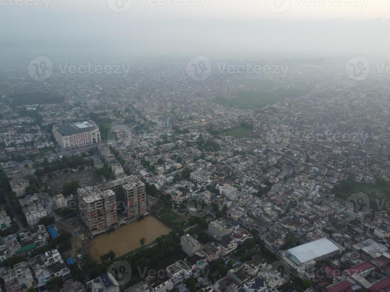 Top view. Areal view of city Lahore on 2023-07-17 photo