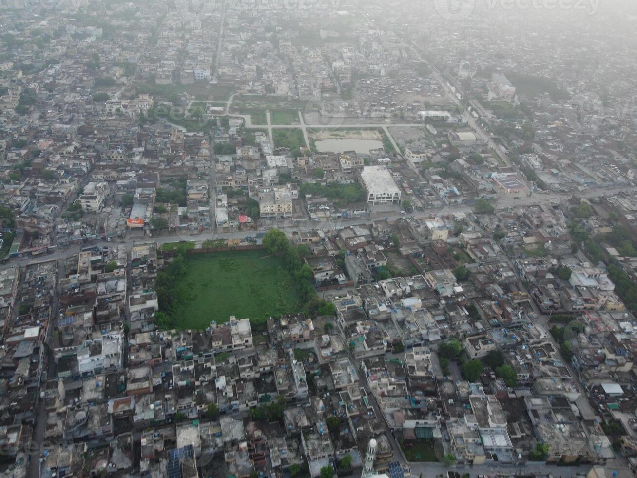 Top view. Areal view of city Lahore on 2023-07-17 photo