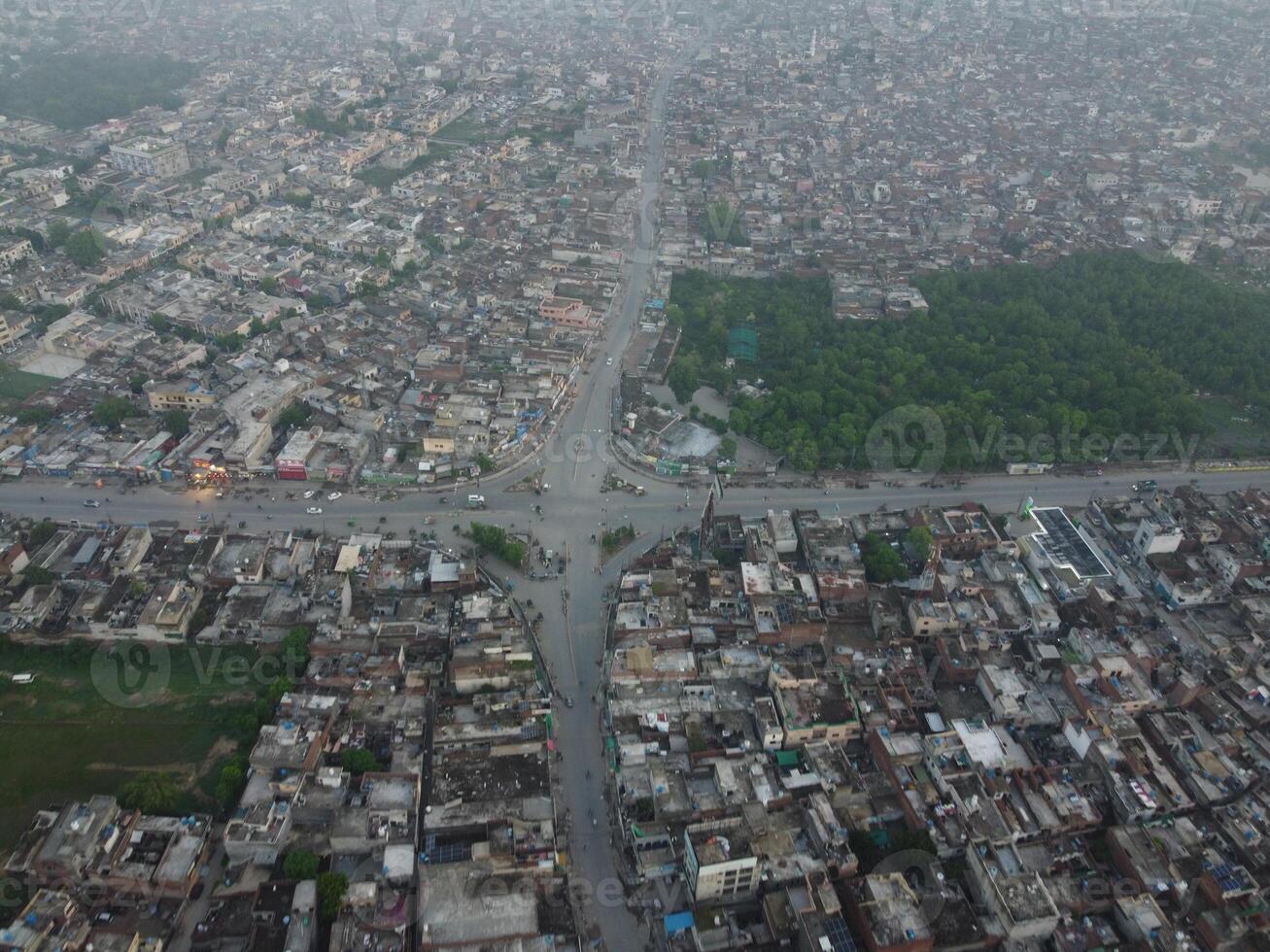 Top view. Areal view of city Lahore on 2023-07-17 photo