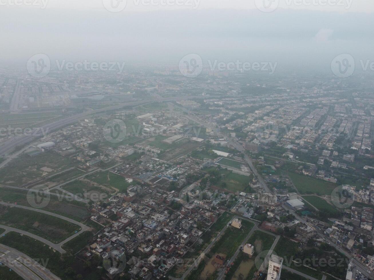 Top view. Areal view of city Lahore on 2023-07-17 photo