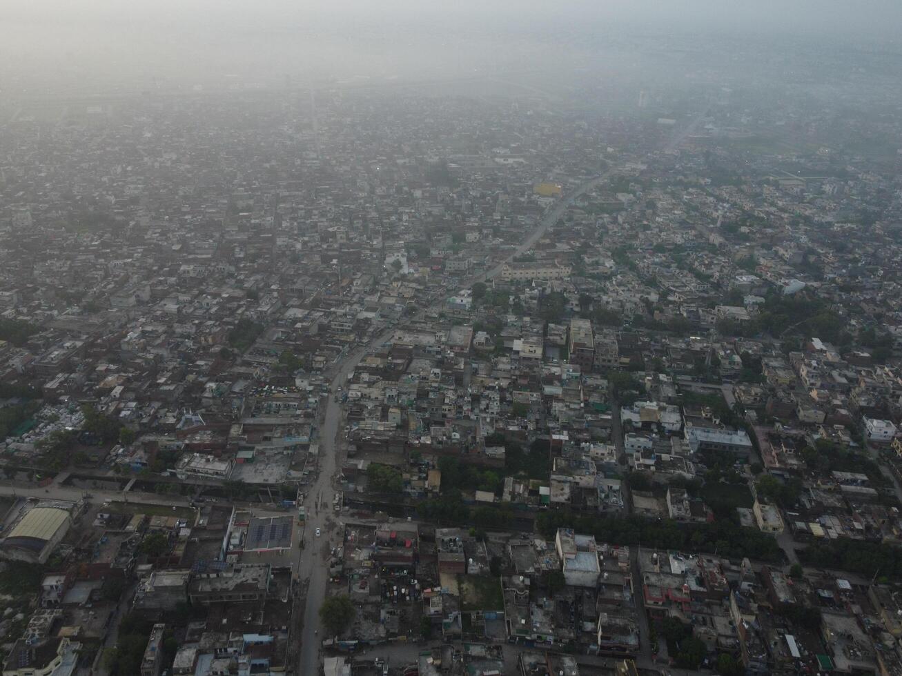 Top view. Areal view of city Lahore on 2023-07-17 photo