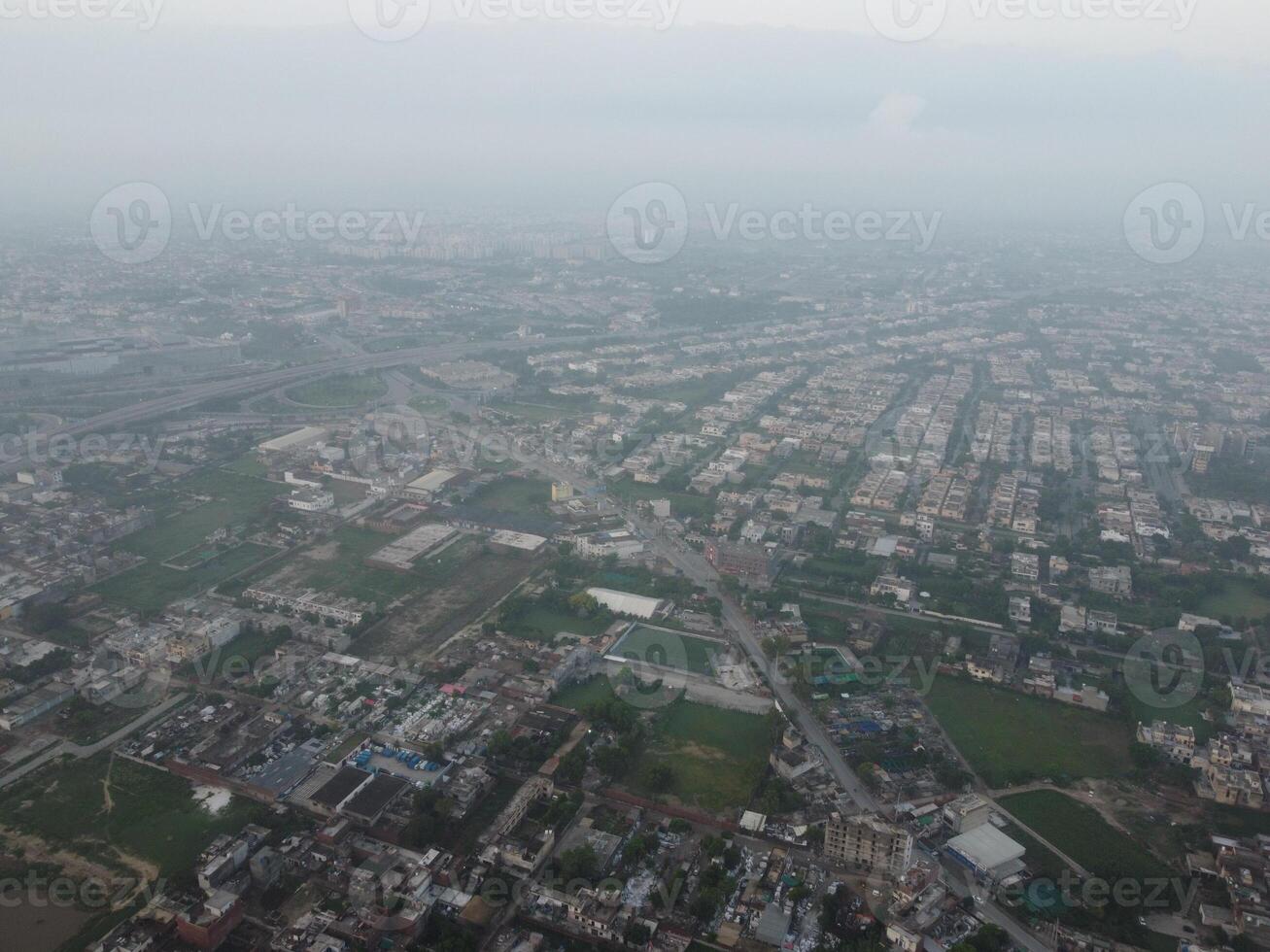 Top view. Areal view of city Lahore on 2023-07-17 photo